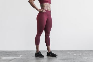 Nobull High-Rise Crop Women's Tights Dark Red | Australia (UN9213)
